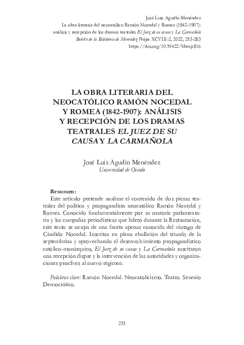 (PDF) La obra literaria del neocatólico Ramón Nocedal y Romea (1842