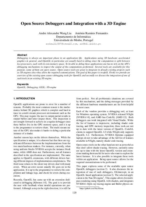 (PDF) Open Source Debuggers and Integration with a 3D Engine