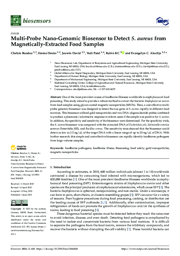 (PDF) Multi-Probe Nano-Genomic Biosensor to Detect S. aureus from ...