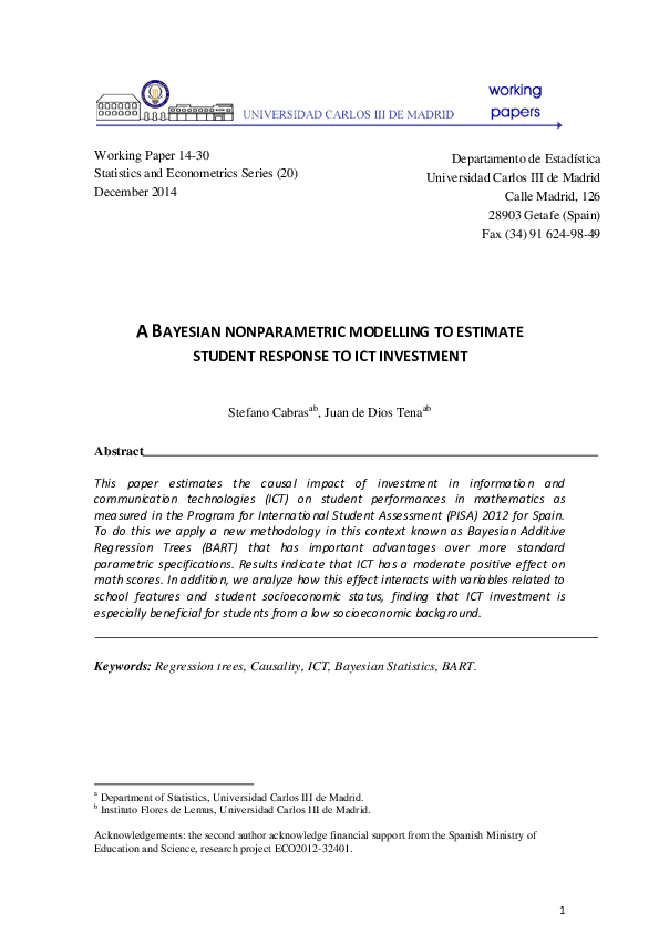 (PDF) A Bayesian non-parametric modeling to estimate student response ...