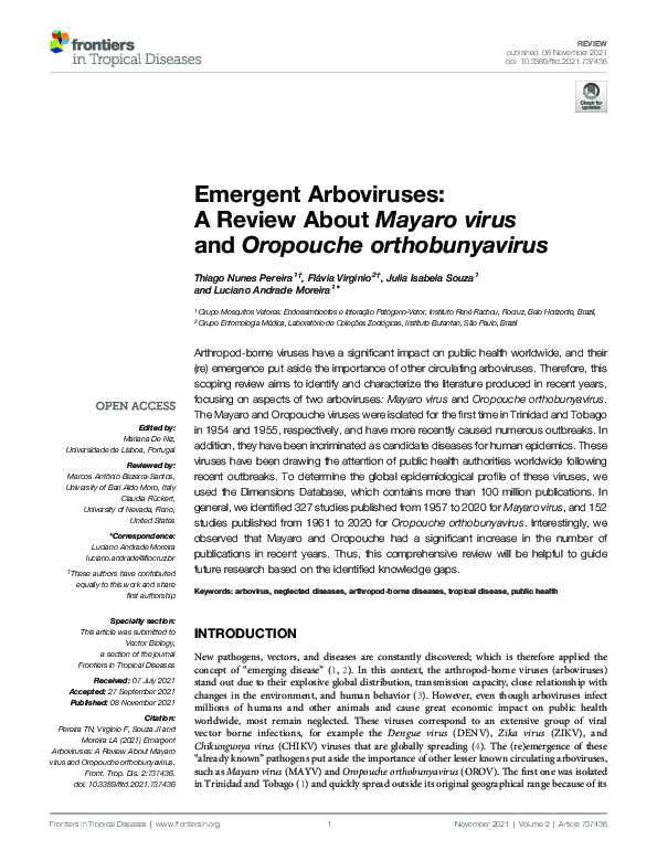 (PDF) Emergent Arboviruses: A Review About Mayaro virus and Oropouche