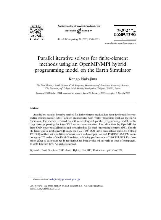 (PDF) Parallel iterative solvers for finite-element methods using an ...