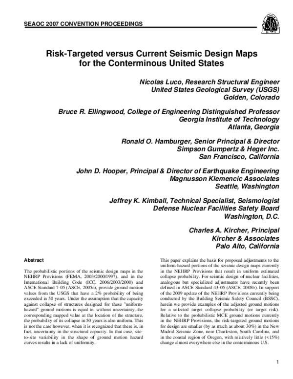 (PDF) Risk-targeted versus current seismic design maps for the ...