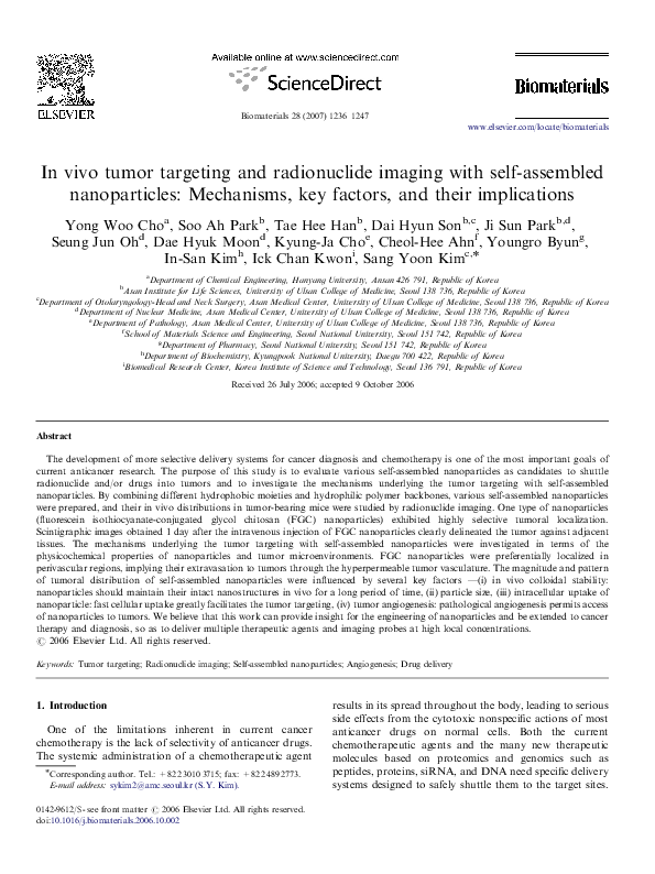 (PDF) In vivo tumor targeting and radionuclide imaging with self ...