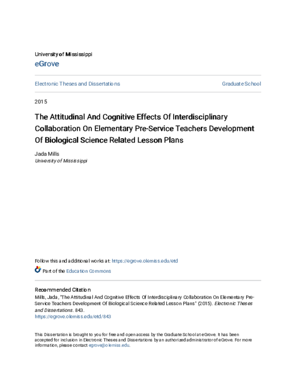 (PDF) The Attitudinal And Cognitive Effects Of Interdisciplinary ...
