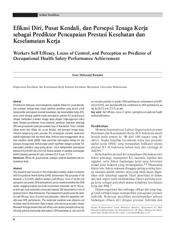 (PDF) Efikasi Diri, Pusat Kendali, dan Persepsi Tenaga Kerja sebagai ...