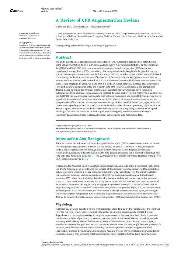 (PDF) A Review of CPR Augmentation Devices