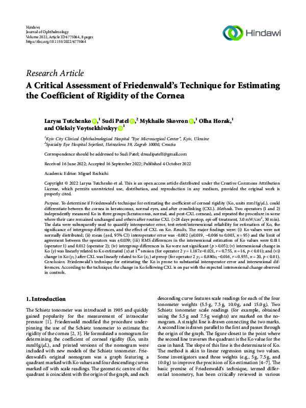 (PDF) A Critical Assessment of Friedenwald’s Technique for Estimating ...