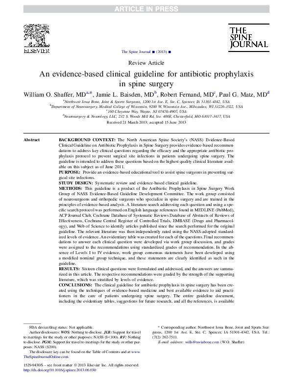 (PDF) An evidence-based clinical guideline for antibiotic prophylaxis ...