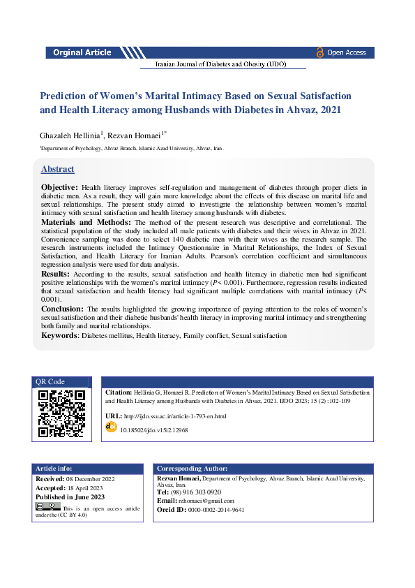 (PDF) Prediction of Women’s Marital Intimacy Based on Sexual ...