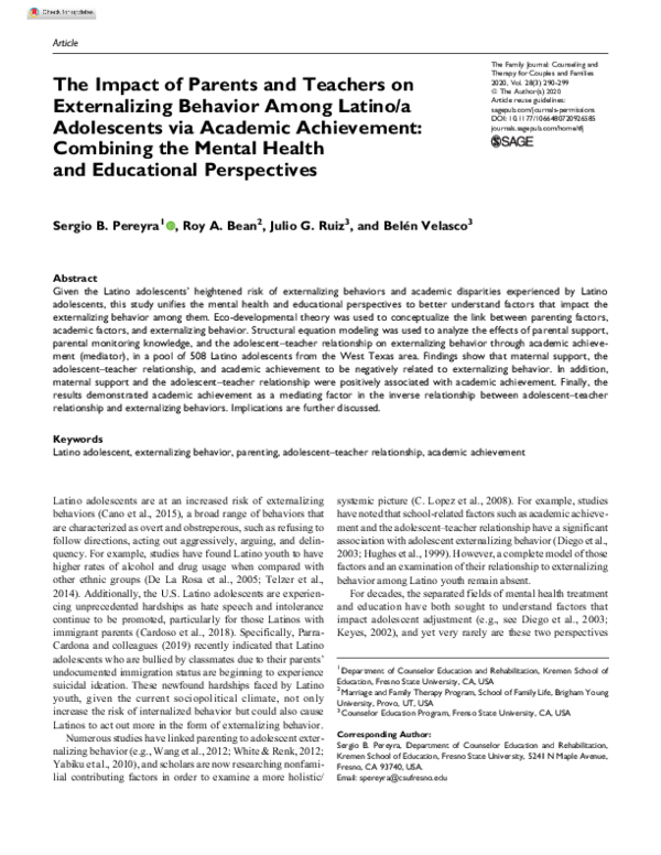 (PDF) The Impact of Parents and Teachers on Externalizing Behavior ...
