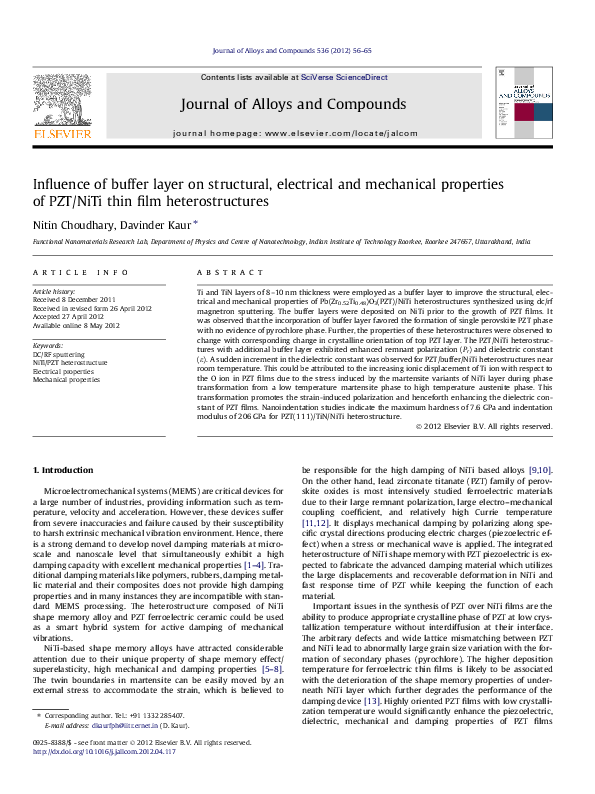(PDF) Influence of buffer layer on structural, electrical and ...
