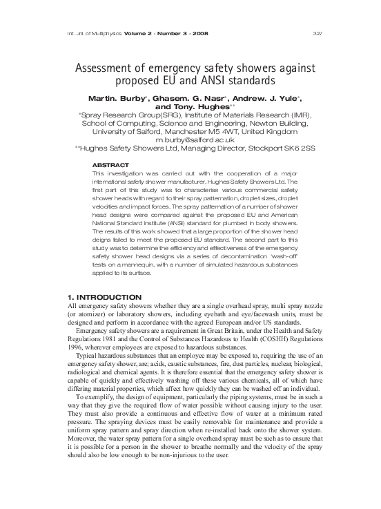 (PDF) Assessment of emergency safety showers against proposed EU and ...