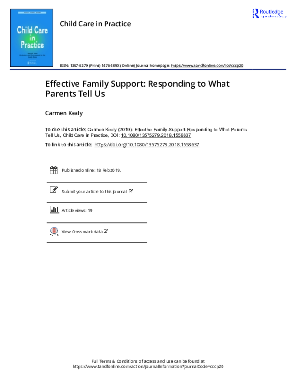 (PDF) Effective Family Support: Responding to What Parents Tell Us