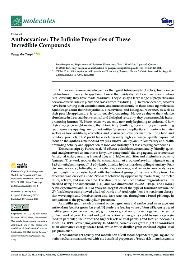 (PDF) Anthocyanins: The Infinite Properties of These Incredible Compounds