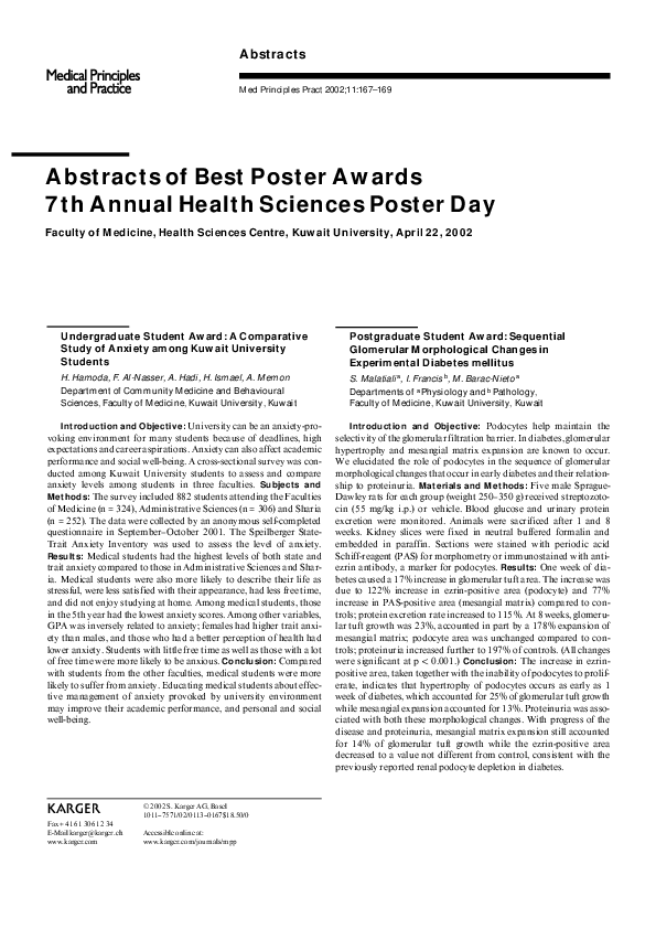 (PDF) Abstracts of Best Poster Awards 7th Annual Health Sciences Poster Day