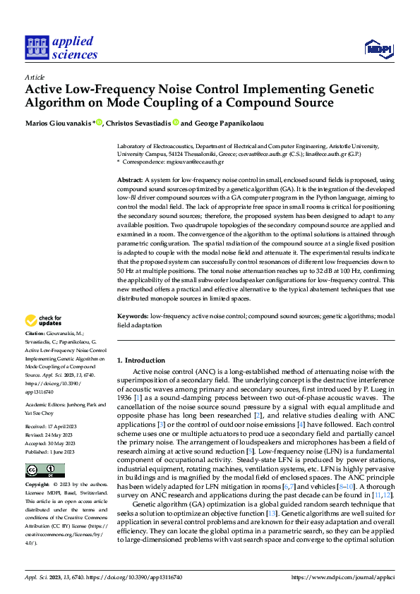(PDF) Active Low-Frequency Noise Control Implementing Genetic Algorithm ...
