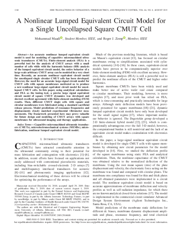 (PDF) A Nonlinear Lumped Equivalent Circuit Model for a Single ...