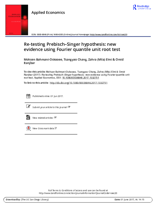 (PDF) Retesting PrebischSinger hypothesis new evidence using Fourier