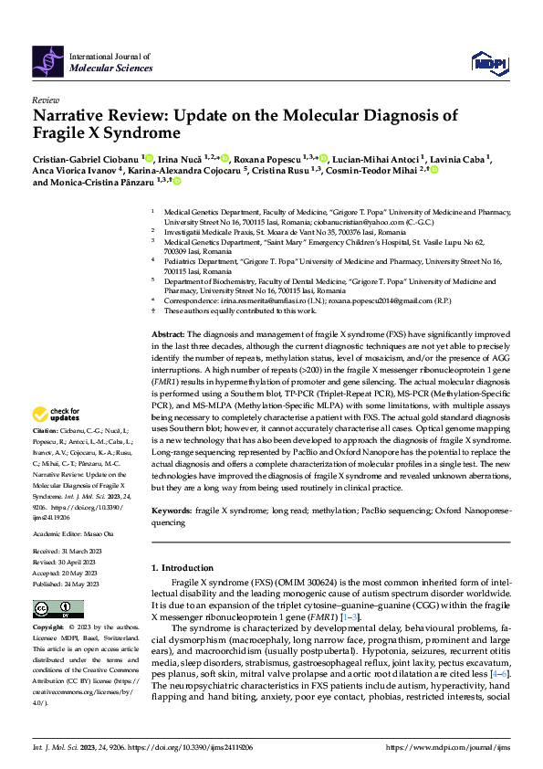 (PDF) Narrative Review: Update on the Molecular Diagnosis of Fragile X ...