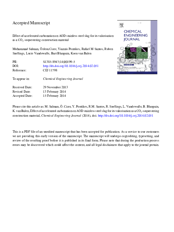 (PDF) Effect of accelerated carbonation on AOD stainless steel slag for ...
