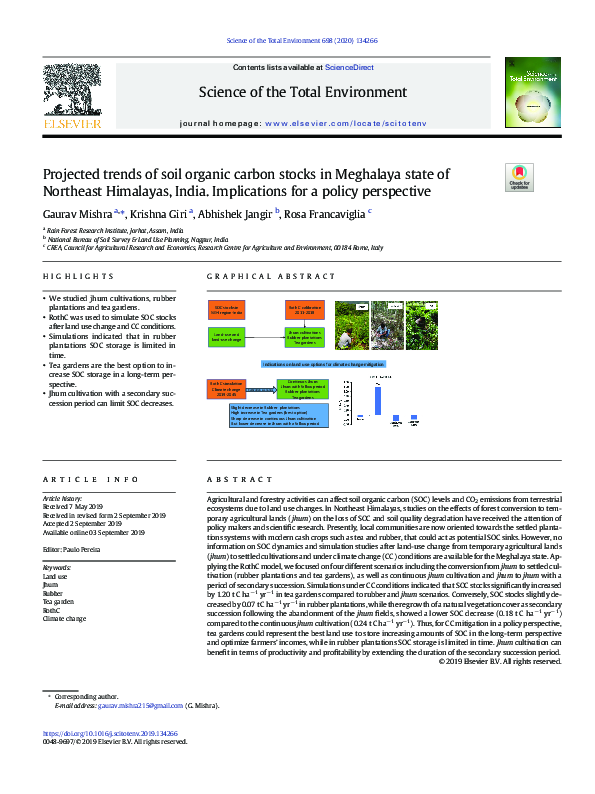 (PDF) Projected trends of soil organic carbon stocks in Meghalaya state ...