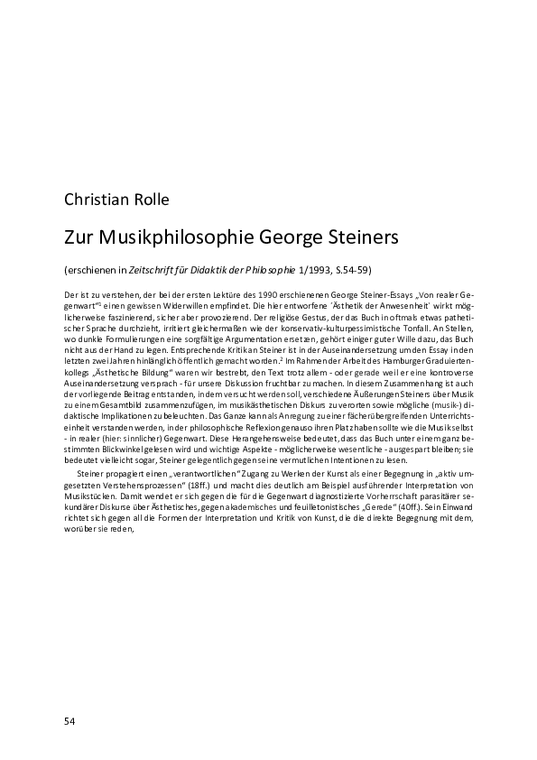 (PDF) Zur Musikphilosophie George Steiners