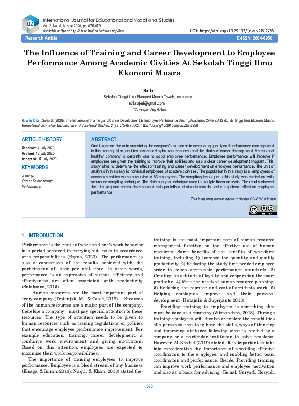 (PDF) The Influence of Training and Career Development to Employee ...
