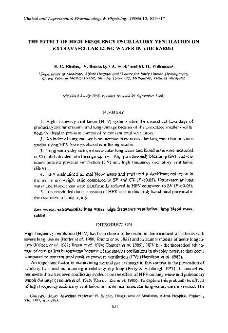 (PDF) The Effect of High Frequency Oscillatory Ventilation on ...