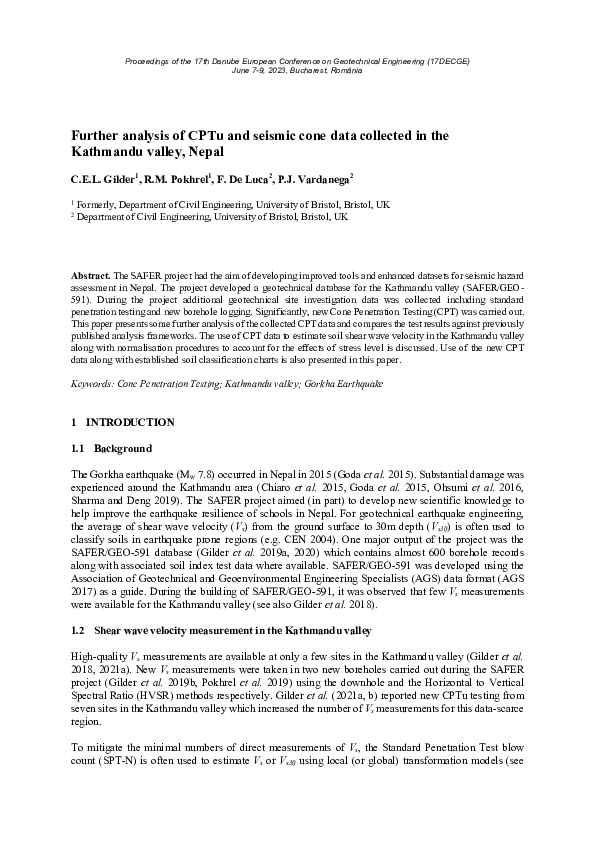 (PDF) Further analysis of CPTu and seismic cone data collected in the ...