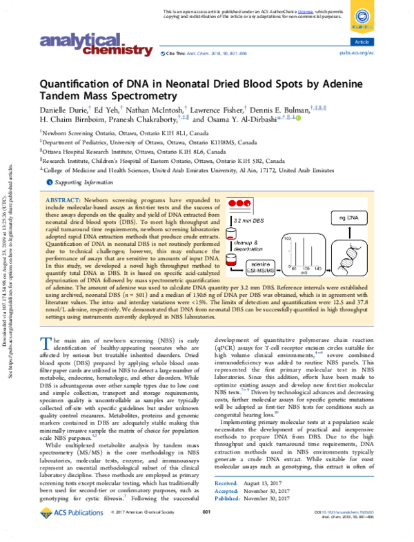 (PDF) Quantification of DNA in Neonatal Dried Blood Spots by Adenine ...