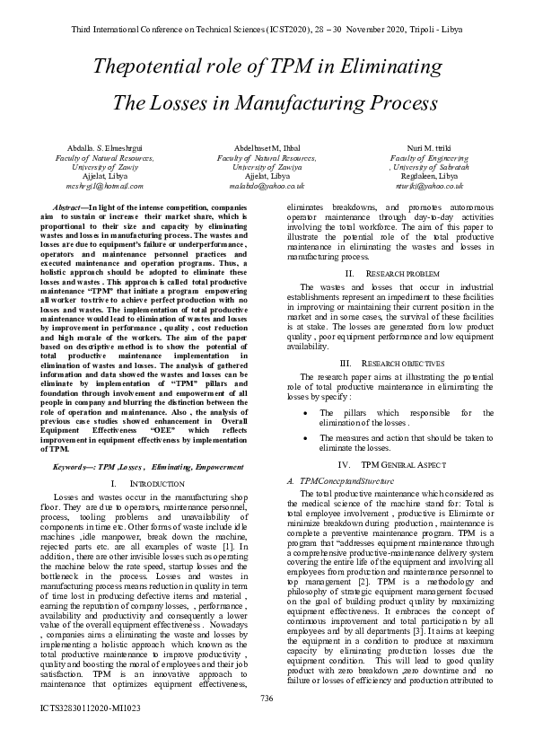 (PDF) Thepotential role of TPM in Eliminating The Losses in ...