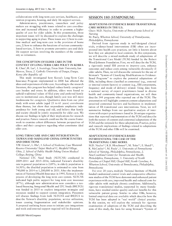 (PDF) Adaptations of Evidence Based Transitional Care Models in the U.S