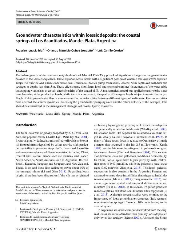(PDF) Groundwater characteristics within loessic deposits: the coastal ...