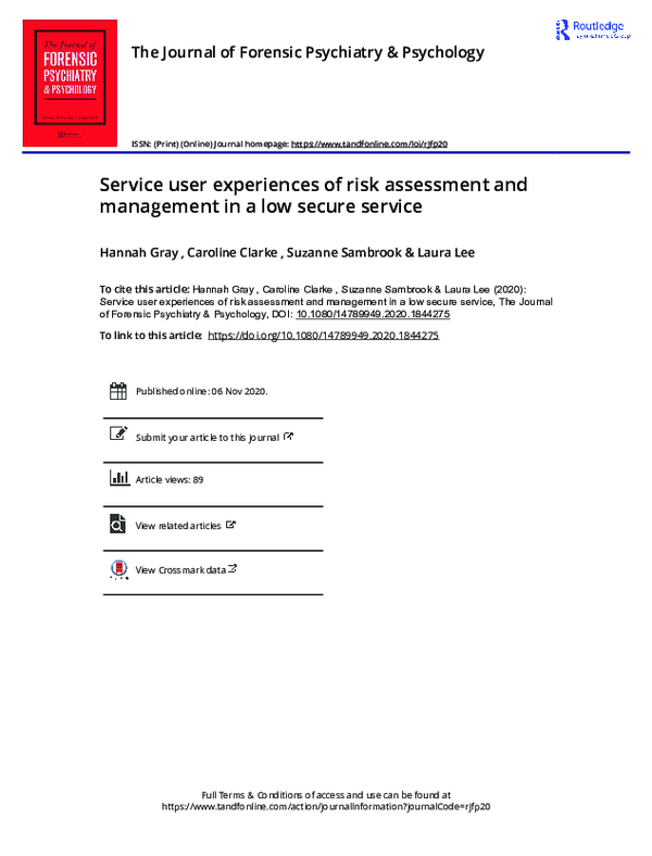 (PDF) Service user experiences of risk assessment and management in a ...