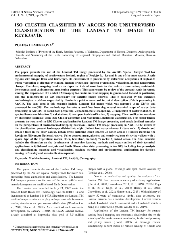 (PDF) ISO Cluster classifier by ArcGIS for unsupervised classification ...