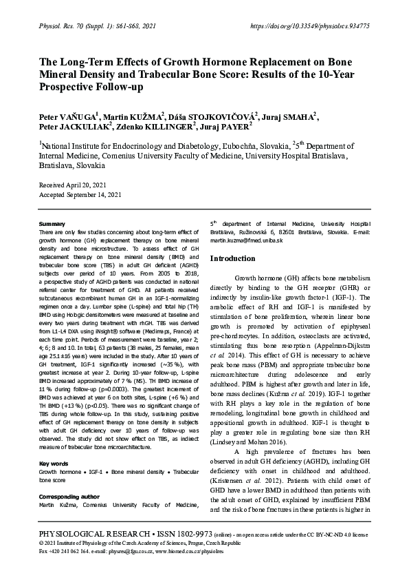 (PDF) The Long-Term Effects of Growth Hormone Replacement on Bone ...
