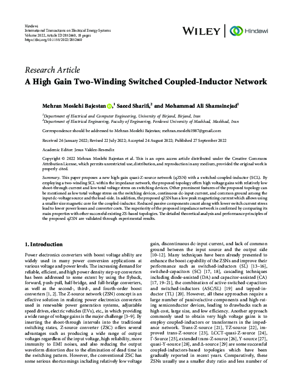 (PDF) A High Gain Two-Winding Switched Coupled-Inductor Network