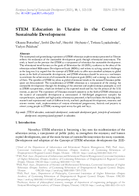 (PDF) STEM Education in Ukraine in the Context of Sustainable Development
