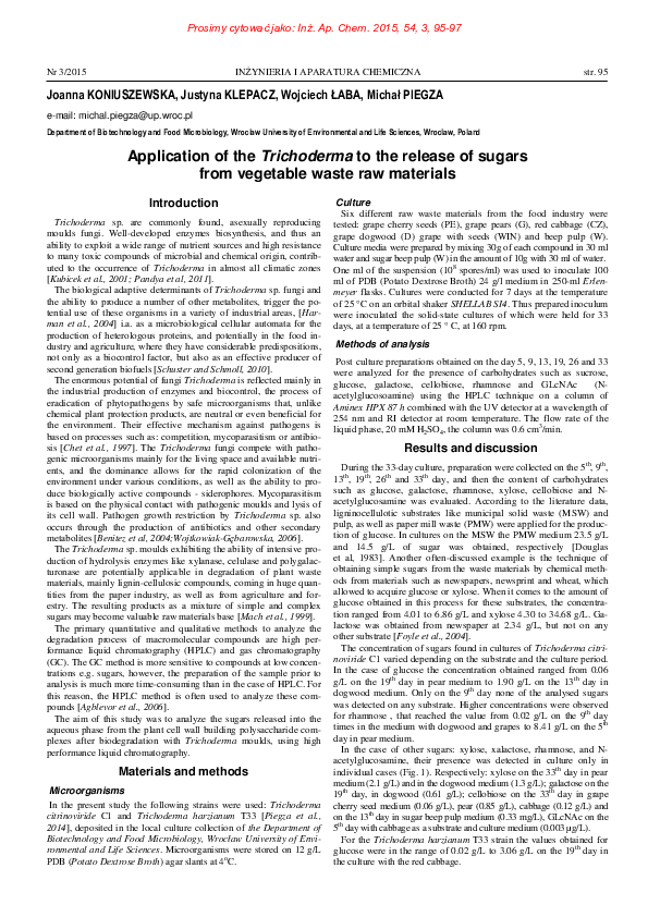 (PDF) Application of Trichoderma to the release of sugars from ...