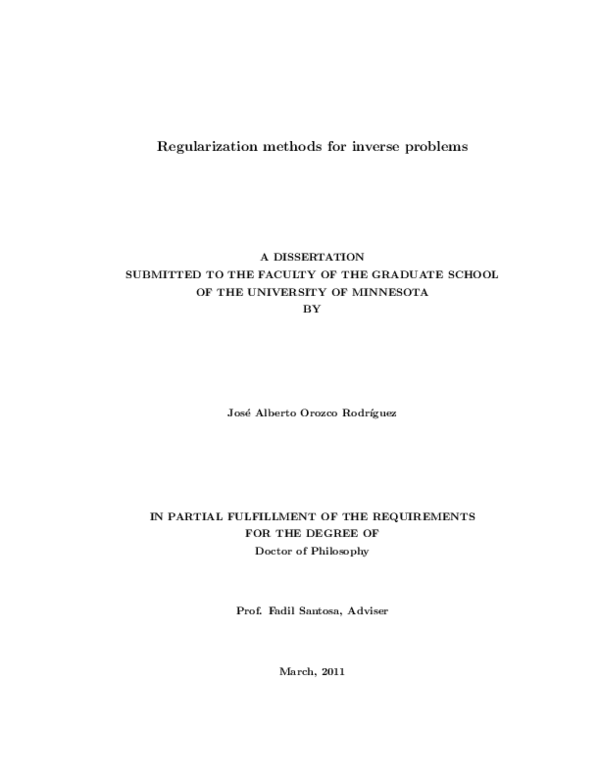 (PDF) Regularization methods for inverse problems