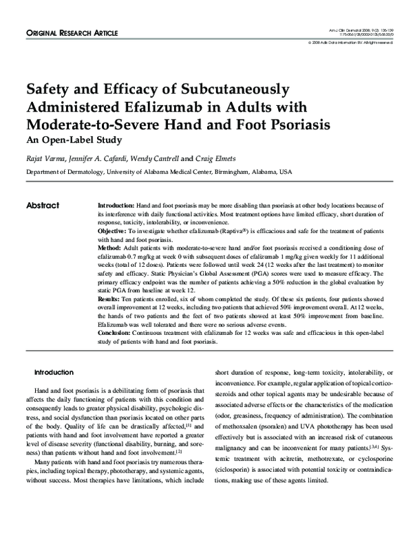 (PDF) Safety and Efficacy of Subcutaneously Administered Efalizumab in ...
