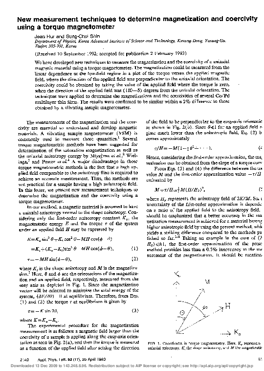 (PDF) New measurement techniques to determine magnetization and ...