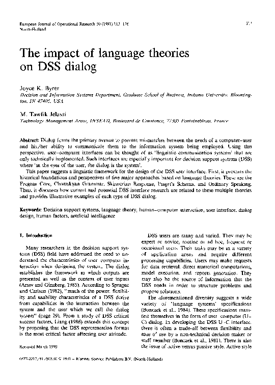 (PDF) The impact of language theories on DSS dialog