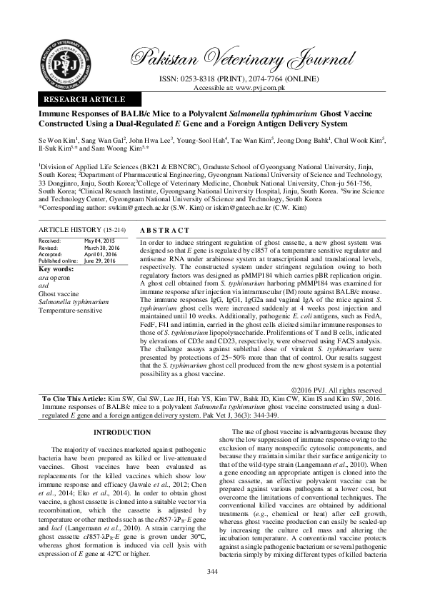 (PDF) Immune Responses of BALB/c Mice to a Polyvalent Salmonella ...