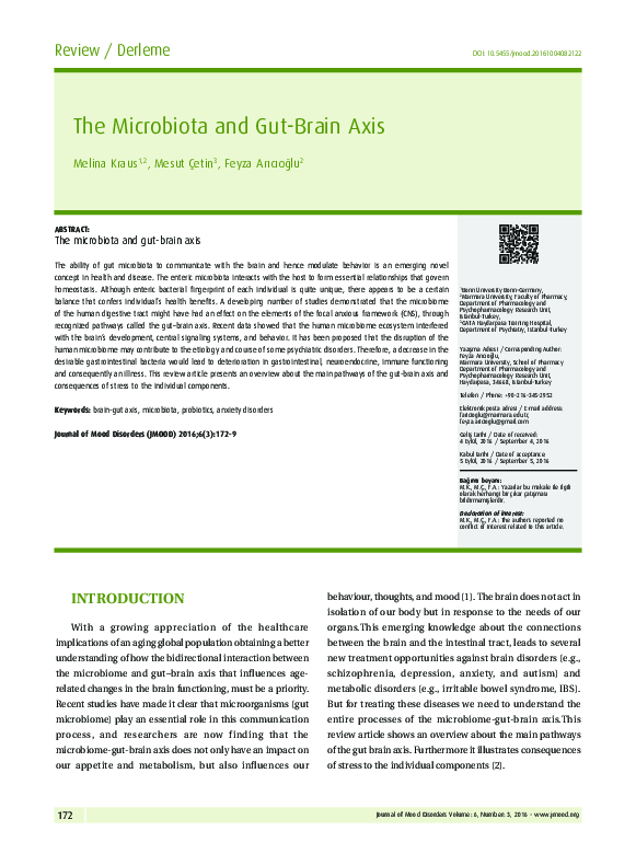 (PDF) The Microbiota and Gut-Brain Axis
