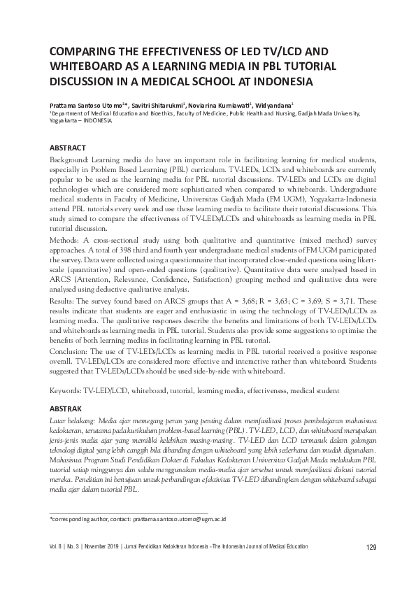 (PDF) Comparing the Effectiveness of Led TV/LCD and Whiteboard as a ...