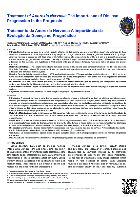 (PDF) Treatment of Anorexia Nervosa: The Importance of Disease ...