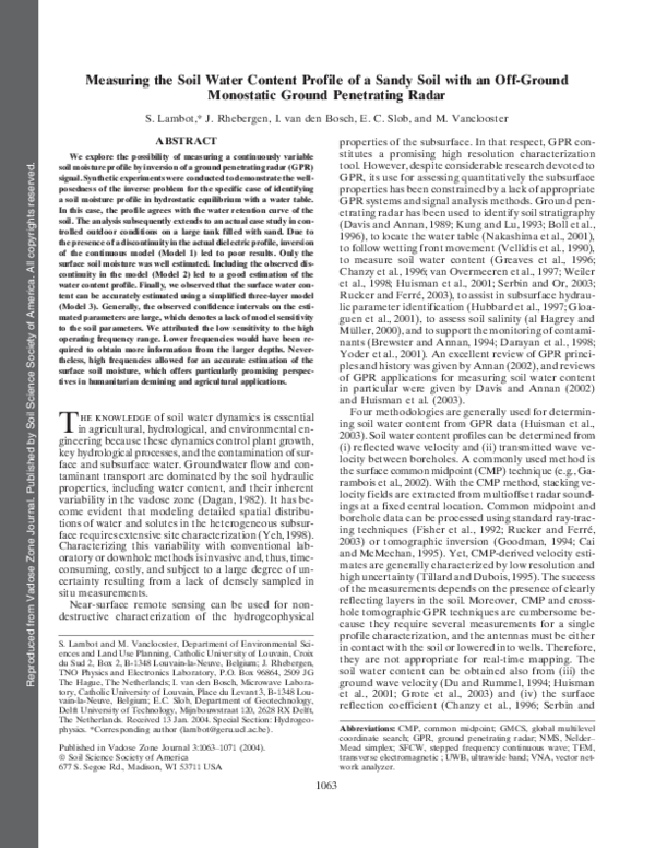 (PDF) Measuring the Soil Water Content Profile of a Sandy Soil with an ...
