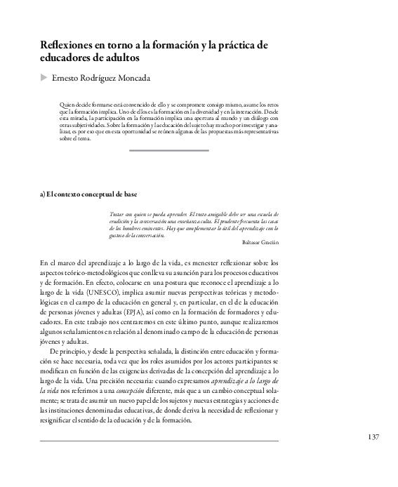(PDF) Reflexiones en torno a la formación y la práctica de educadores ...